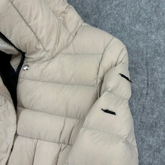 Bomboogie Pure Down Nylon Puffer Jacket Mock Neck Quilted Sand Beige Size 0 - Picture 11 of 14